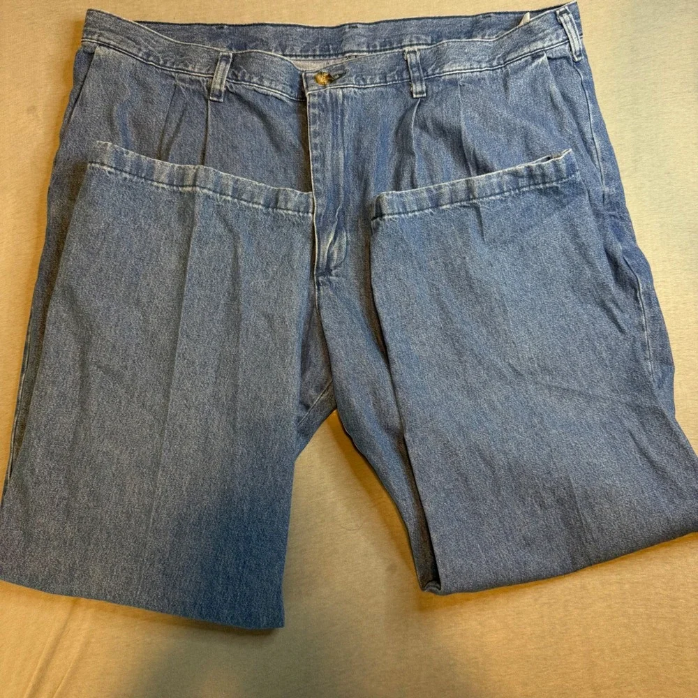 Lee Riveted Ultimate VTG Blue Denim Pleated Jeans Mens 42x30 Medium Wash Cotton